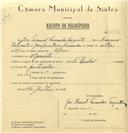 Registo de velocípede de marca Cicles Pombal, com o nº 6533, em nome de José Manuel Fernandes Torquato, morador em Algueirão.