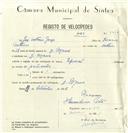 Registo de velocípede de marca Especial, com o nº 8363, em nome de José António Jorge, morador em D. Maria.