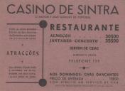 Programa de Propaganda do restaurante do Casino de Sintra.