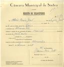 Registo de velocípede de marca Nacional, com o nº 7573, em nome de Albino Pereira João, morador em Alvarinhos.