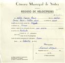 Registo de velocípede com o nº 9251, em nome de Abílio Carreira Chaves, morador em Cacém.