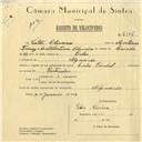 Registo de velocípede de marca Cycles Pombal, com o nº 6106, em nome de Vítor Oliveira, morador em Algueirão.