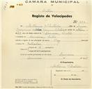 Registo de velocípede de marca Olga, com o nº 593, em nome de António Sebastião, morador em Lameiras.
