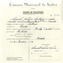 Registo de velocípede de marca Rudge com motor, com o nº 5608, em nome de Manuel Nunes Matias, morador em Penedo.