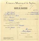 Registo de velocípede com o nº 7537, em nome de João Vicente, morador em Carenque.