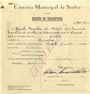 Registo de velocípede de marca Saches com motor, com o nº 7102, em nome de Carlos Martins dos Santos, morador em Agualva.