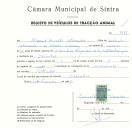 Registo de um veiculo de duas rodas tirado por um animal de espécie muar destinado a transporte de mercadorias em nome de Manuel Duarte Alexandre, morador em Odrinhas.