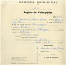 Registo de velocípede de marca Champion, com o nº 661, em nome de José Américo Serôdio Nunes, morador em Sintra.