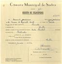 Registo de velocípede de marca Cicles Pombal, com o nº 6826, em nome de Manuel Jeronimo, morador em Sintra.