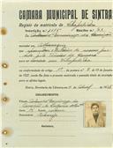 Registo de matricula de velocipedista em nome de António Domingos da Conceição, morador em Albarraque, com o nº de inscrição 1115.
