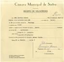 Registo de velocípede com o nº 9655, em nome de João Martins Branco, morador em Belas.
