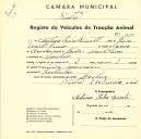 Registo de um veiculo de duas rodas tirado por dois animais de espécie asinina destinado a transporte de mercadorias em nome de António Pedro Duarte, morador em Morelena.