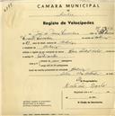Registo de velocípede de marca Raio Pombal Ciclo, com o nº 2253, em nome de José de Jesus Lavrador, morador em Cabriz.