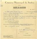 Registo de velocípede de marca Imperial, com o nº 6595, em nome de Carlos Alberto Vicente Ferreira, morador em Praia das Maçãs.