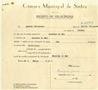 Registo de velocípede de marca Ilo, com o nº 9879, em nome de Amadeu Fernandes, morador em Azenhas do Mar.