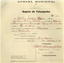 Registo de velocípede de marca Champion, com o nº 320, em nome de António Marques Ribeiro, morador em Rio de Mouro.