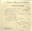 Registo de velocípede de marca Nacional, com o nº 9559, em nome de Manuel da Silva Pimpão, morador em Barreira.