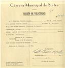 Registo de velocípede de marca União, com o nº 7496, em nome de Timóteo Pereira Miguel, morador em Sabugo.