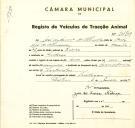 Registo de um veiculo de duas rodas tirado por um animal de espécie asinina destinado a transporte de mercadorias em nome de José António de Almeida, morador em Meleças.