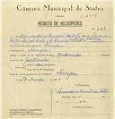 Registo de velocípede de marca Andorinha, com o nº 6967, em nome de Armandino Camarão da Costa, morador em Terrugem.