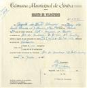 Registo de velocípede com o nº 5291, em nome de Augusto dos Santos Almeida, morador em Avª Dr. Bombarda, Queluz.