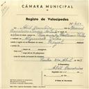 Registo de velocípede Royal, com o nº 4190, em nome de Abel Cavalheiro, morador em Algueirão Velho.