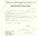 Registo de um veiculo de duas rodas tirado por um animal de espécie asinina destinado a transporte de mercadorias em nome de António Marques Ribeiro, morador em Rio de Mouro.