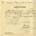 Registo de velocípede de marca Cycles Império com motor, com o nº 5990, em nome de Albino Pereira de Macedo, morador em Sintra.