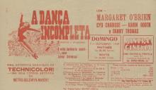 Programa do filme "A dança incompleta" com a participação de Margaret O'Brien, Cyd Charisse, Karin Booth e Danny Thomas.