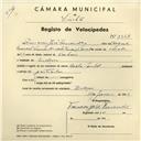 Registo de velocípede de marca Cycles Pombal, com o nº 3968, em nome de Francisco José Fernandes, morador em Meleças.