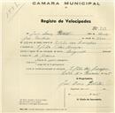 Registo de velocípede com o nº 769, em nome de José Luís, morador em S. João das Lampas.