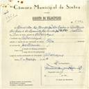 Registo de velocípede de marca Olga, com o nº 5787, em nome de Américo da Conceição dos Reis, morador em Albarraque.