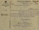 Ofício do Tenente Coronel do Distrito de Recrutamento e Reserva nº 1, João de Passos Pereira de Castro Júnior, ao Administrador do Concelho de Sintra, enviando o titulo de isenção de Domingos Manuel Duarte, de S. João das Lampas.