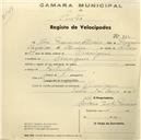 Registo de velocípede com o nº 822, em nome de José Francisco Oliveira, morador em Pernigem.