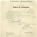 Registo de velocípede de marca Silvo, com o nº 66, em nome de Manuel João Azenha, morador em Alvarinhos.