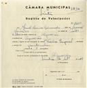 Registo de velocípede de marca Flecha Imperial, com o nº 4400, em nome de Manuel Maurício Raimundo, morador em Algueirão.