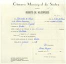 Registo de velocípede com o nº 8489, em nome de Alexandre de Abreu, morador em Queluz.