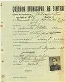 Registo de matricula de velocipedista em nome de Manuel Luís Teixeira da Cunha, morador no Telhal, com o nº de inscrição 1834.