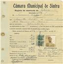 Registo de matricula de velocipedista em nome de Inocêncio Miguel Cabrita, morador em Mercês, com o nº de inscrição 621.