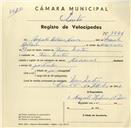 Registo de velocípede de marca Nacional, com o nº 3226, em nome de Augusto Hilário Nunes, morador em Mem Martins.