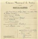 Registo de velocípede de marca Raleigh, com o nº 6933, em nome de Jorge Manuel Franco de Sousa Campos, morador em Queluz.
