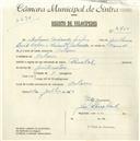 Registo de velocípede de marca Pombal, com o nº 4760, em nome de António [...] Lopes, morador em Colares.