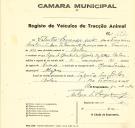 Registo de um veiculo de duas rodas tirado por dois animais de espécie asinina destinado a transporte de mercadorias em nome de Valentim Carlos, morador no Lugar do Machado em Belas.