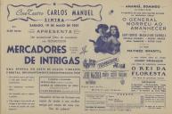 Programa do filme "Mercadores de Intrigas" com a participação de Joel Mccrea, Alexis Smith, Zachary Scott e Dorothy Malone. 