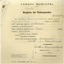Registo de velocípede de marca Union, com o nº 2779, em nome de António Firmino de Almeida, morador em Galamares.