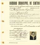Registo de matricula de carroceiro de 2 ou mais animais em nome de Margarida Sapina, moradora em Alvarinhos, com o nº de inscrição 1889.