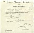 Registo de velocípede de marca Cuciolo, com o nº 8438, em nome de Francisco Arranhado Patrício, morador em Pero Pinheiro.