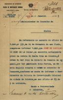 Ofício do Diretor da Policia de Investigação Criminal, ao Administrador do Concelho de Sintra, informando que José de Carvalho, se encontra preso na cadeia de Santa Cruz em Coimbra, por ter praticado dois furtos.