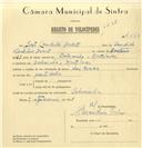 Registo de velocípede com o nº 7560, em nome de João Cândido Duarte, morador em Cabecinha, Montelavar.
