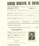 Registo de matricula de carroceiro de 2 ou mais animais em nome de António [...] Simões, morador na Assafora, com o nº de inscrição 2344.